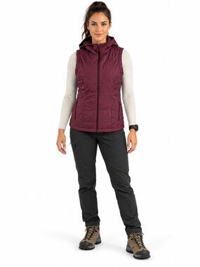 The North Face Jordannha Hooded Puffer Vest Deep Garnet Red Size S